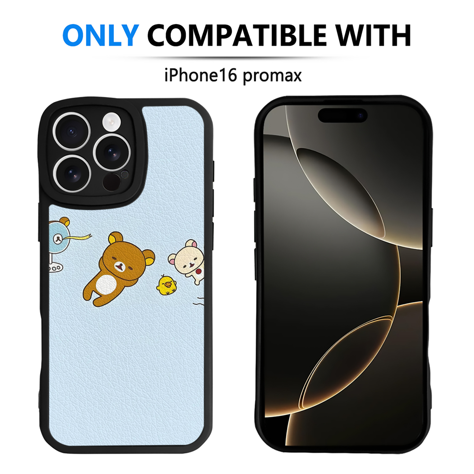 （画像用） リラックマ リラックマ キイロイトリ Rilakkuma Korilakkuma Kiiroitori 【iPhone 16シリーズ対応】シリコンスマホケース（レザー調） 材質：シリコン